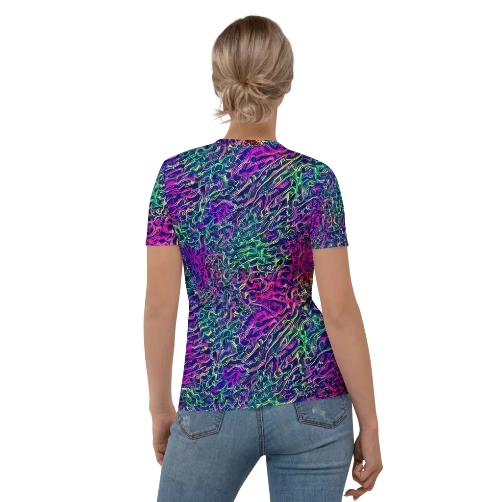 Fuchsia Frontier on Women's Crew Neck T-Shirt — Back