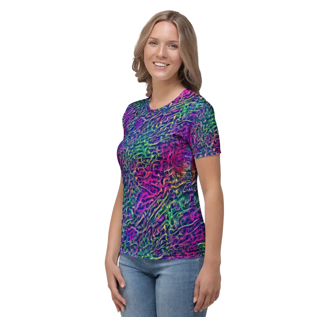Fuchsia Frontier on Women's Crew Neck T-Shirt — Left