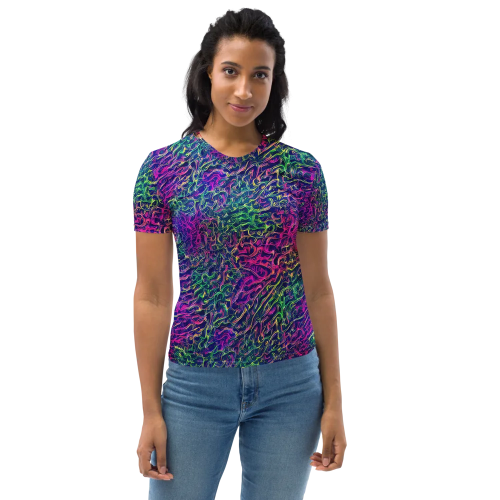 Fuchsia Frontier on Women's Crew Neck T-Shirt — Front