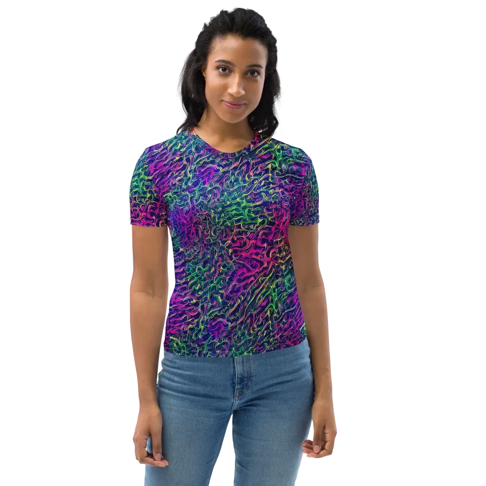 Fuchsia Frontier on Women's Crew Neck T-Shirt — Front