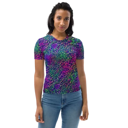 Fuchsia Frontier on a Women's Crew Neck T-Shirt