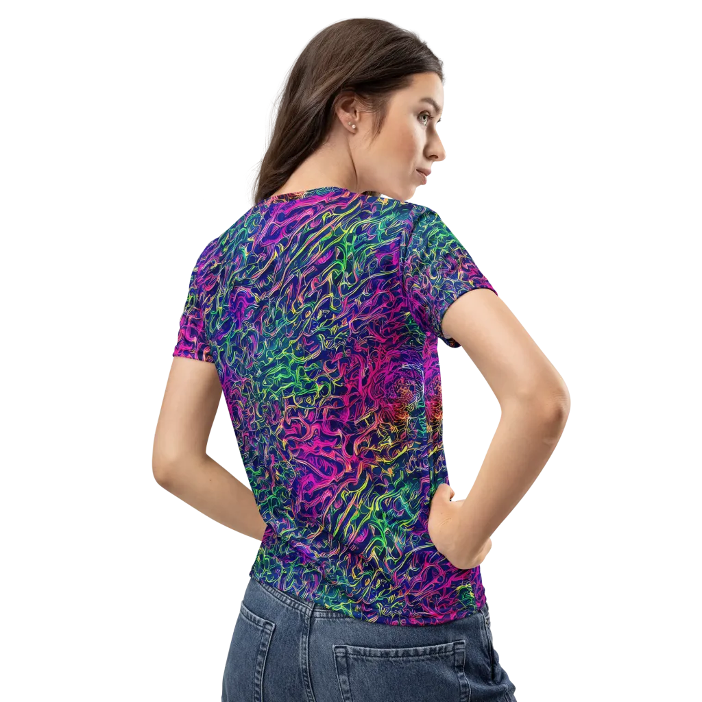Fuchsia Frontier on Women's Crew Neck T-Shirt — Back