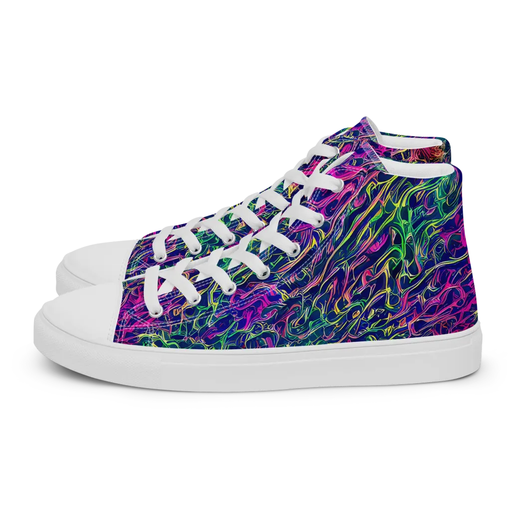 Fuchsia Frontier on Women's High Top Canvas Shoes — Left