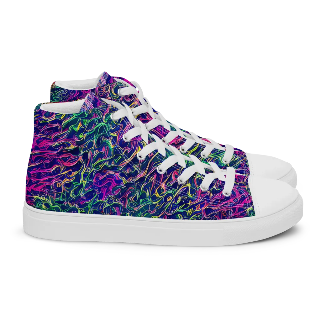 Fuchsia Frontier on Women's High Top Canvas Shoes — Right