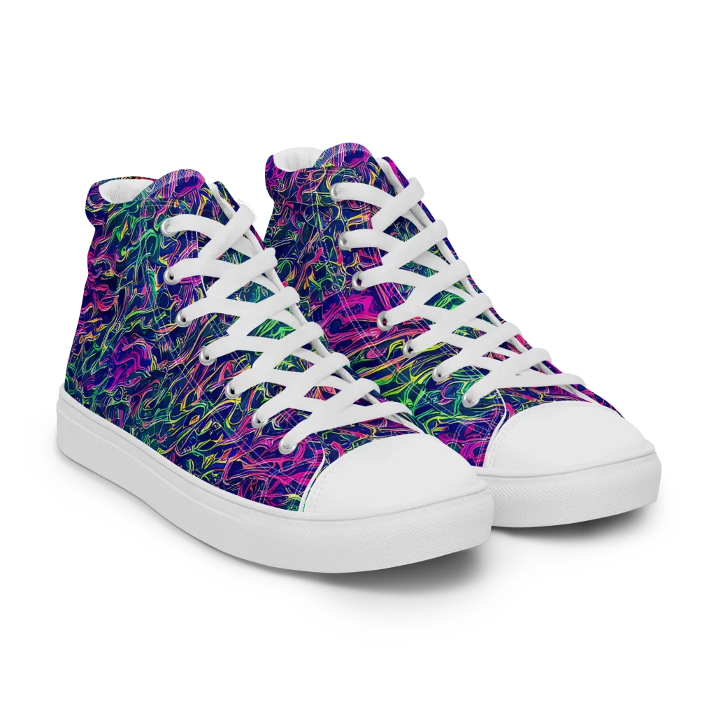 Fuchsia Frontier on Women's High Top Canvas Shoes — Right Front