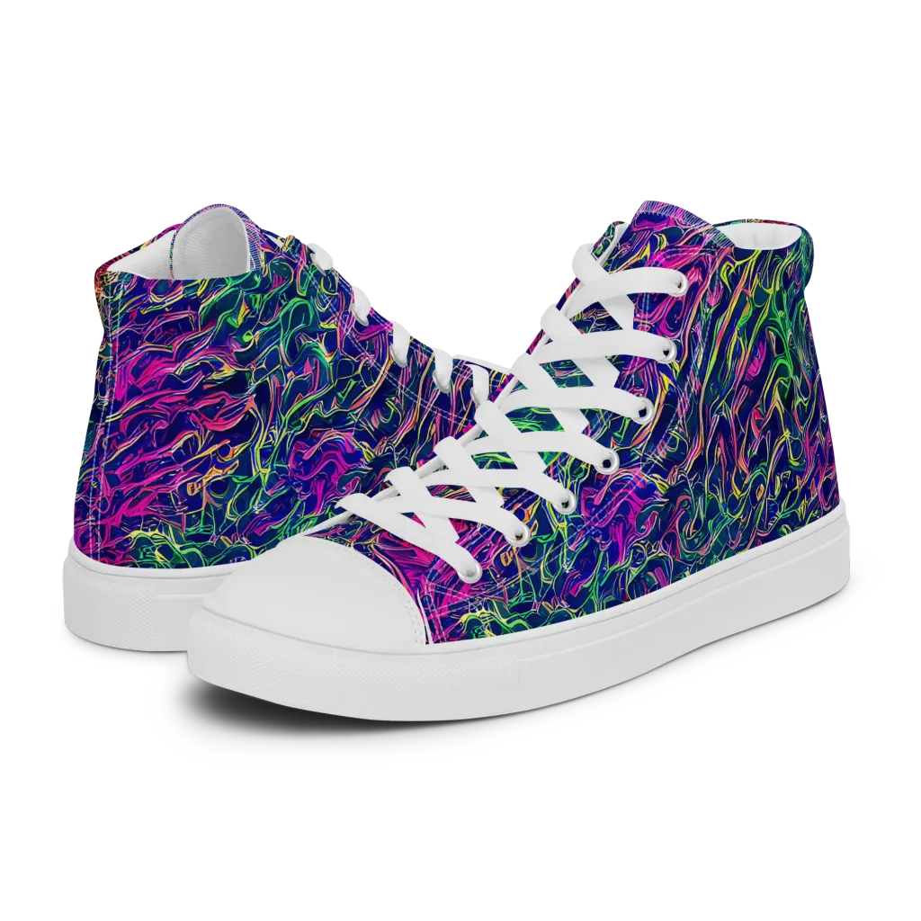 Fuchsia Frontier on Women's High Top Canvas Shoes — Left
