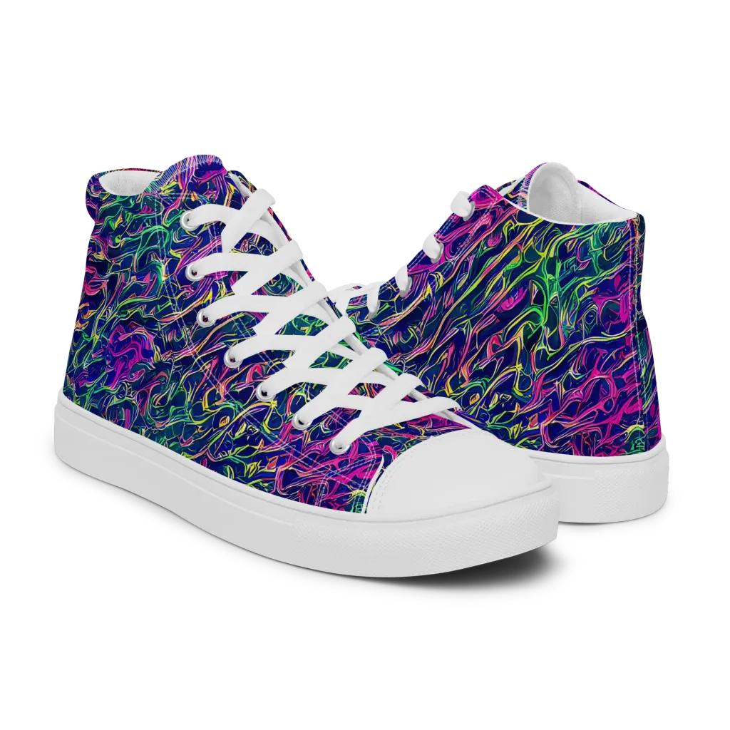 Fuchsia Frontier on Women's High Top Canvas Shoes — Right