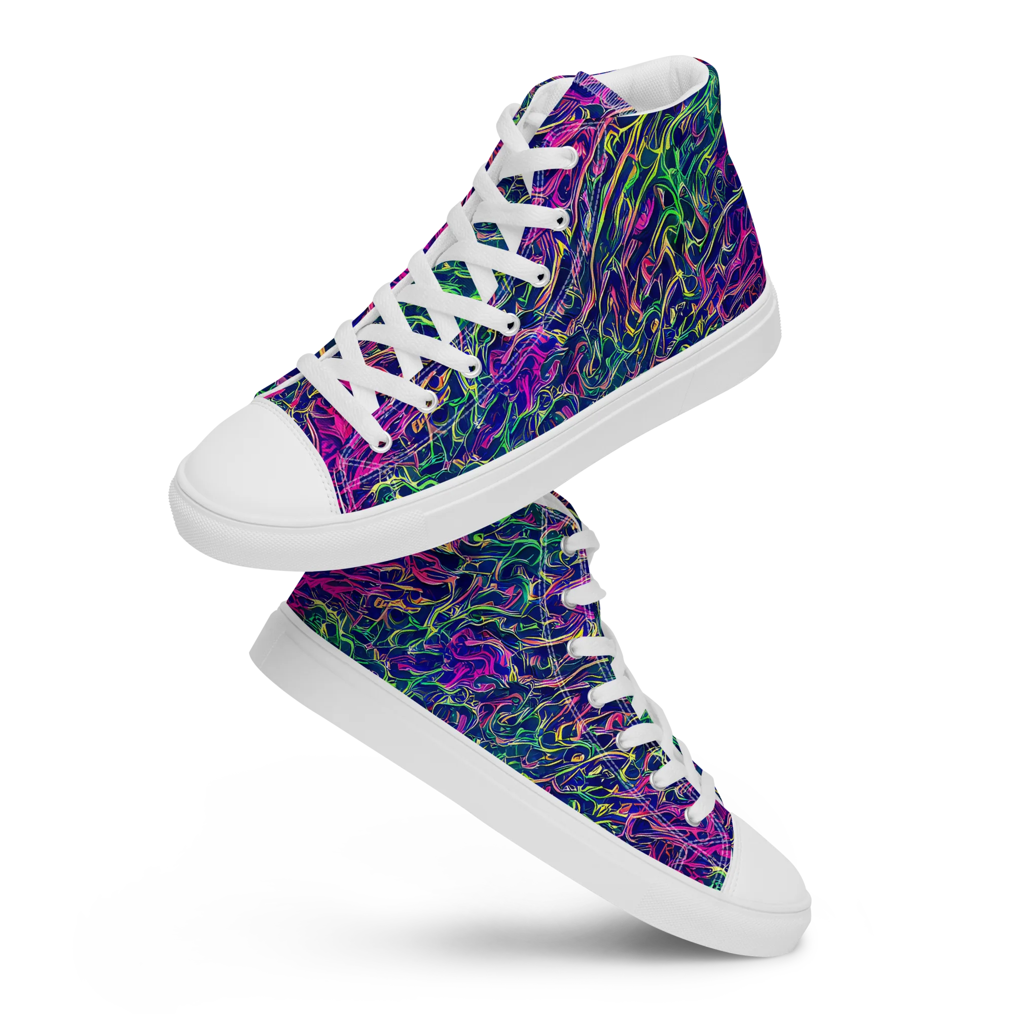 Fuchsia Frontier on Women's High Top Canvas Shoes — Front