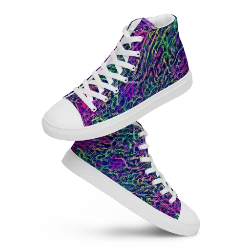 Fuchsia Frontier on a Women's High Top Canvas Shoes