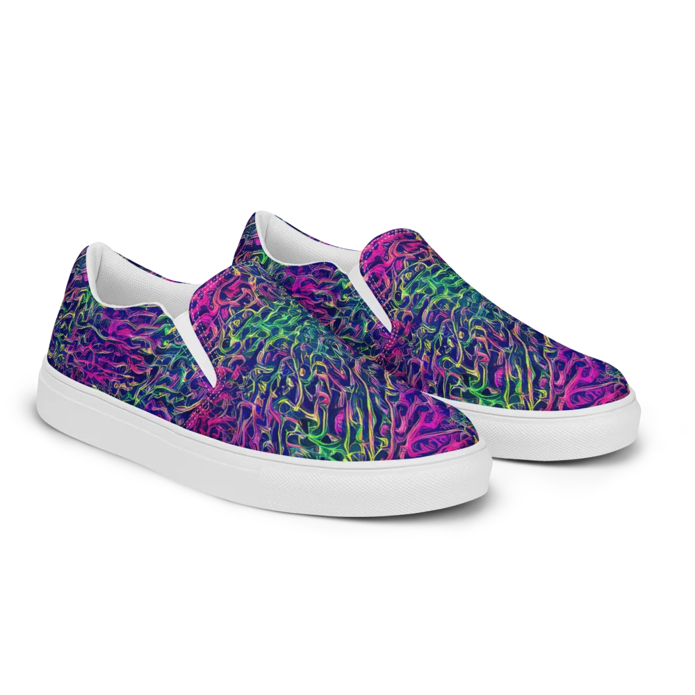 Fuchsia Frontier on Men's Slip-On Canvas Shoes — Right Front