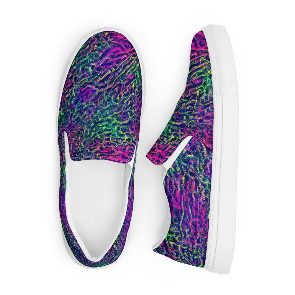 Fuchsia Frontier on Men's Slip-On Canvas Shoes — Front