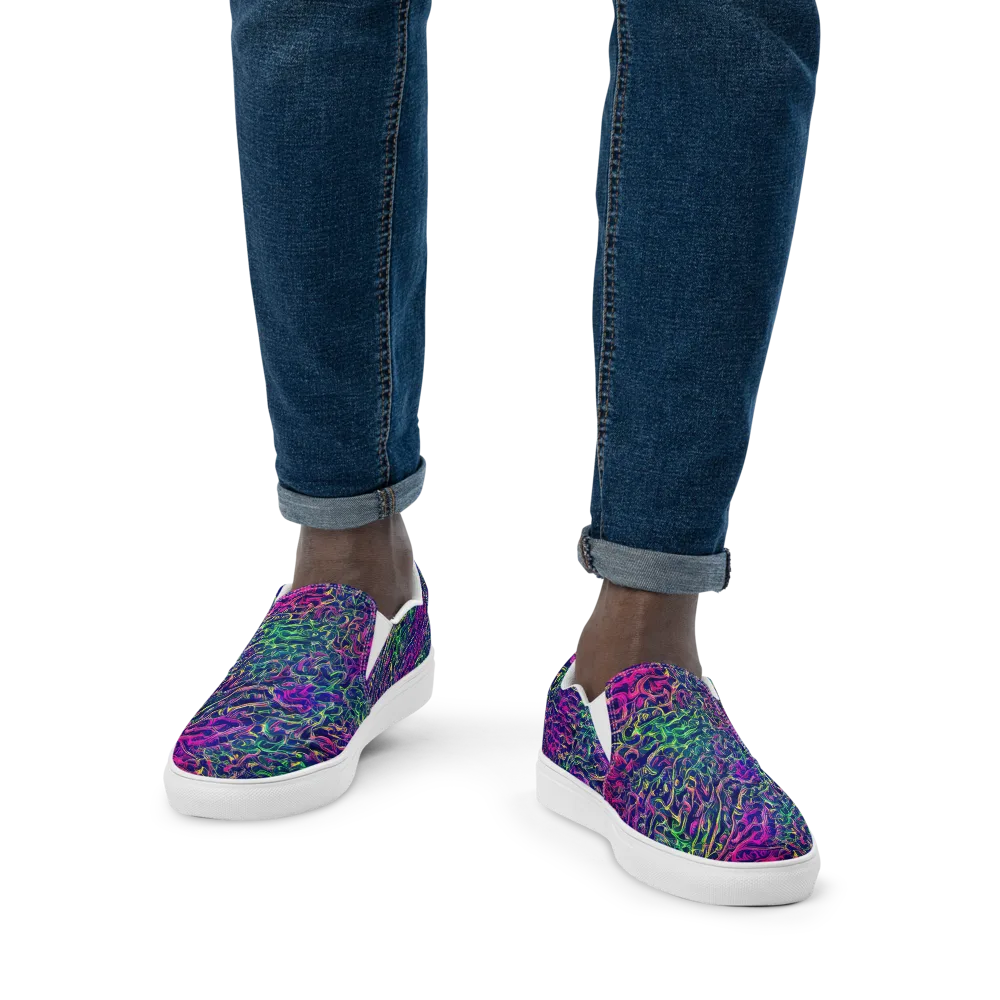 Fuchsia Frontier on Men's Slip-On Canvas Shoes — Front