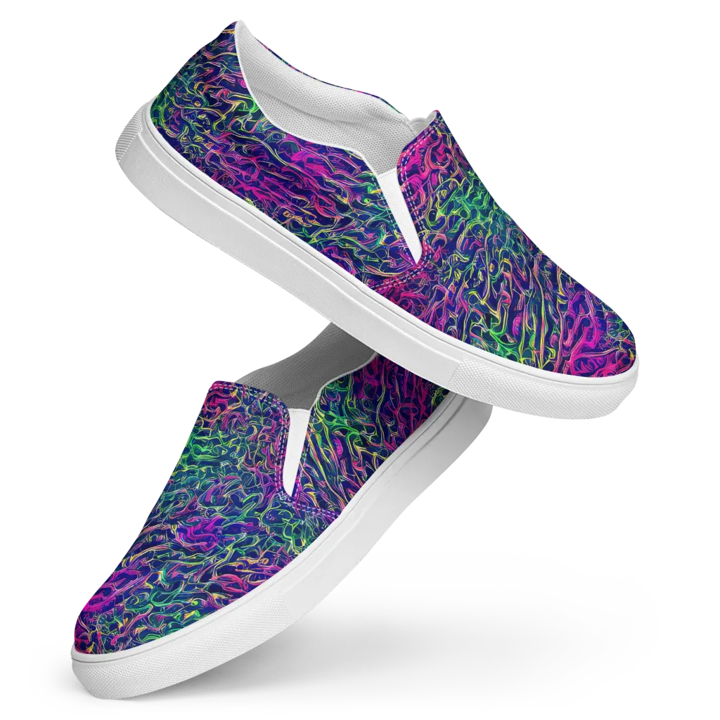 Fuchsia Frontier on Women's Slip-On Canvas Shoes — Front