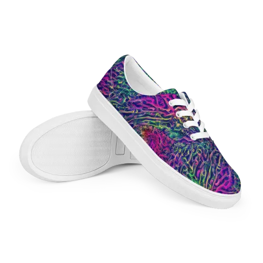 Fuchsia Frontier on a Men's Lace-Up Canvas Shoes