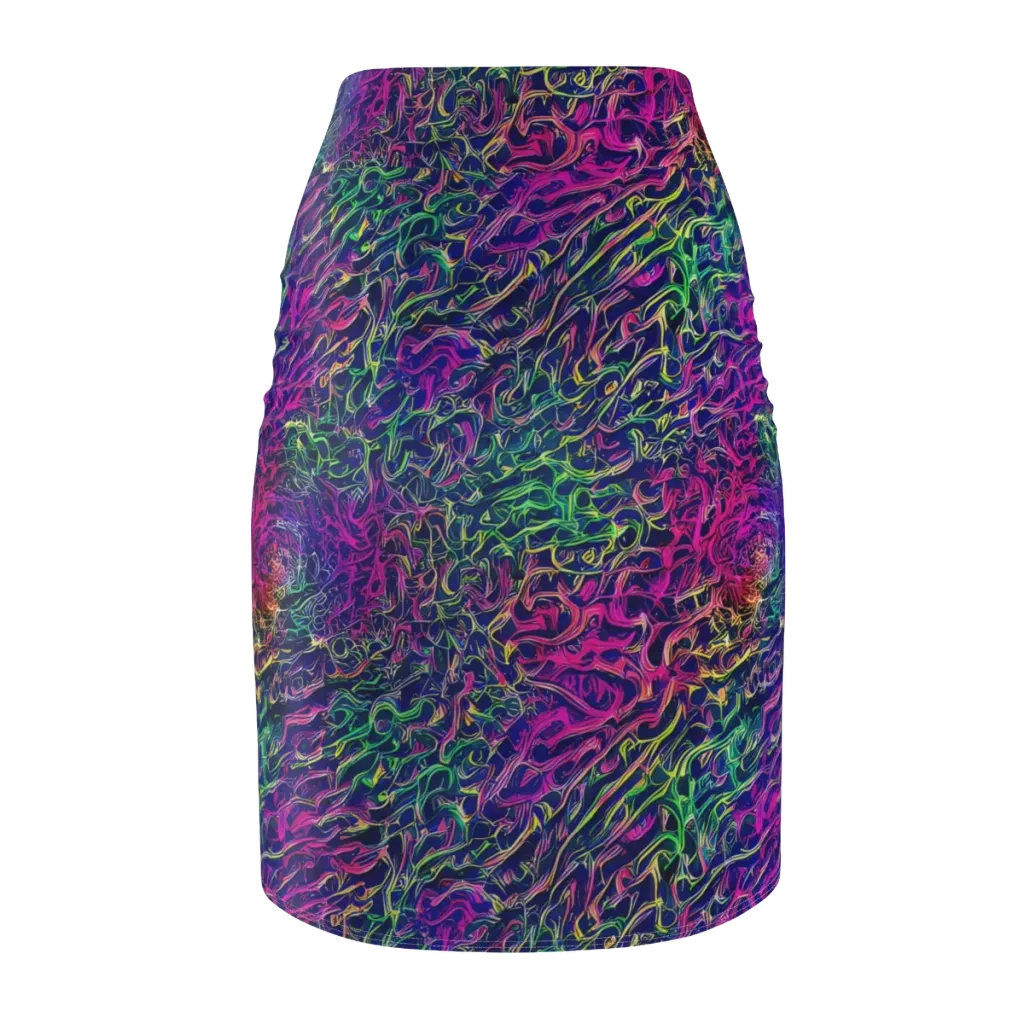 Fuchsia Frontier on Pencil Skirt — Back