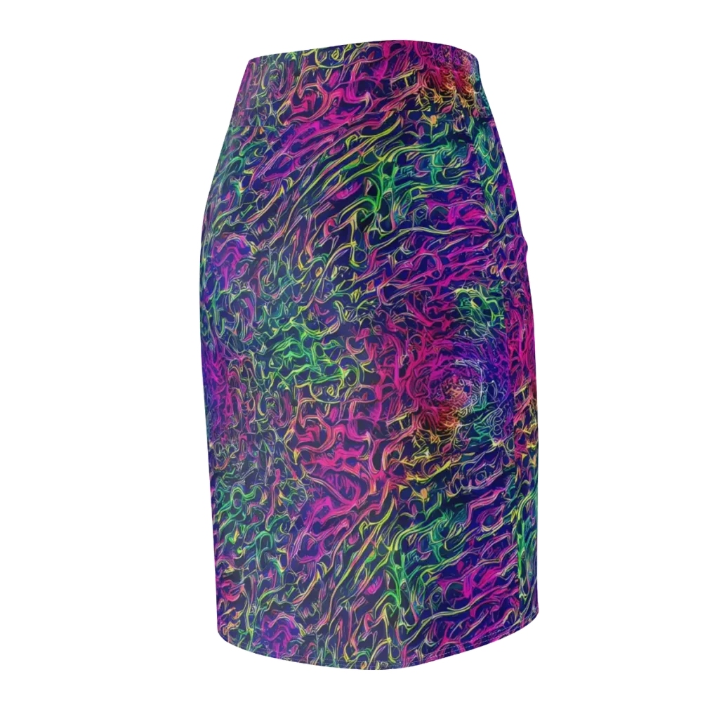 Fuchsia Frontier on Pencil Skirt — Back Side
