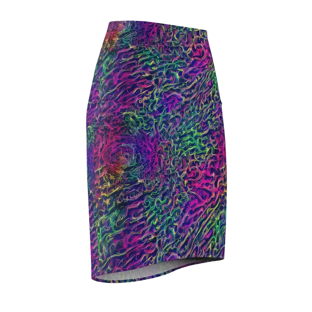 Fuchsia Frontier on Pencil Skirt — Front Side