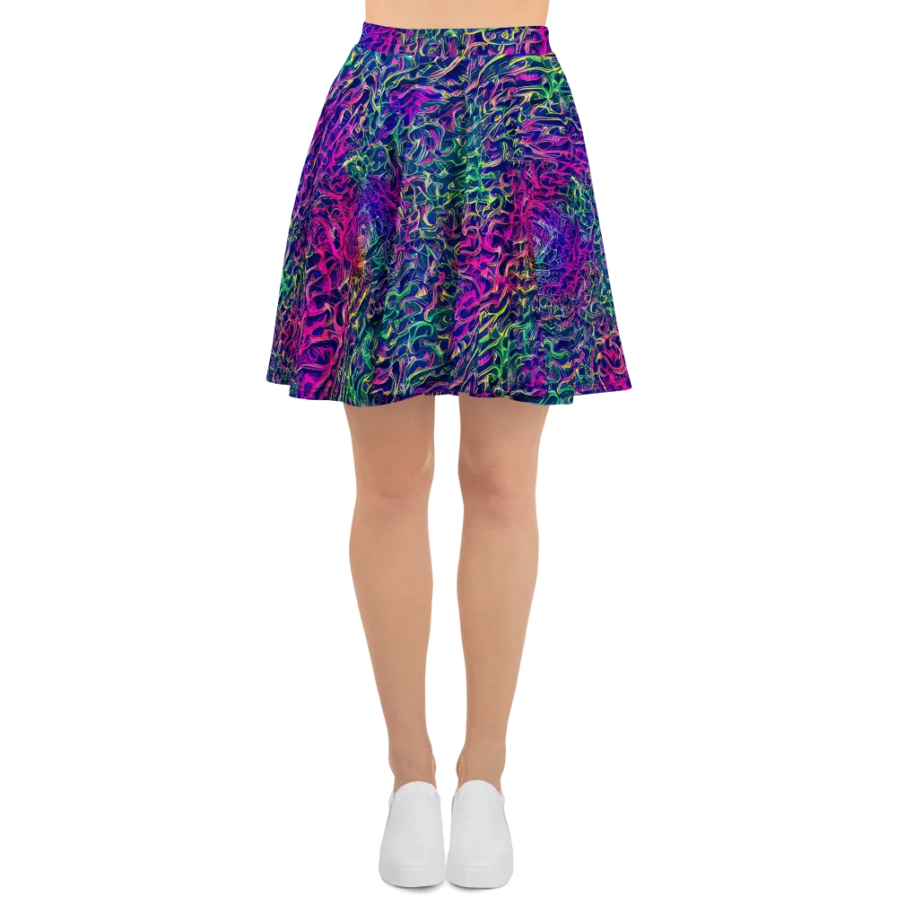 Fuchsia Frontier on Skater Skirt — Front