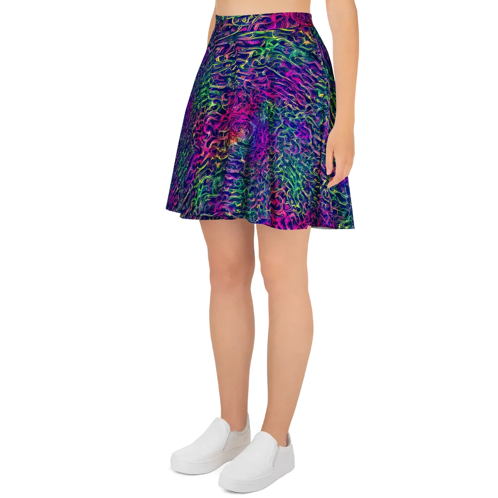 Fuchsia Frontier on Skater Skirt — Left
