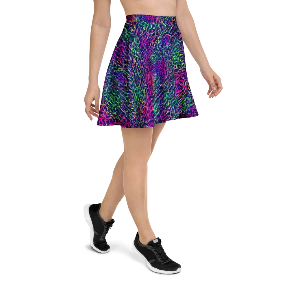 Fuchsia Frontier on Skater Skirt — Right