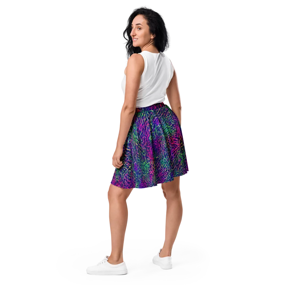 Fuchsia Frontier on Skater Skirt — Back