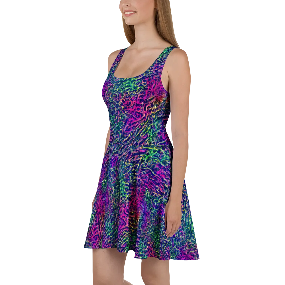 Fuchsia Frontier on Skater Dress — Left