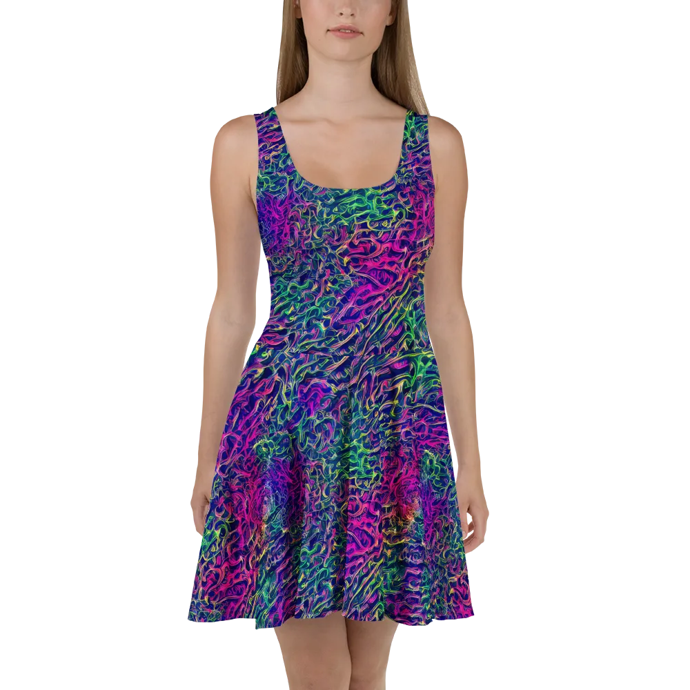 Fuchsia Frontier on Skater Dress — Front