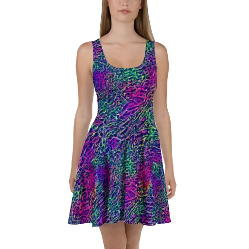 Fuchsia Frontier on a Skater Dress