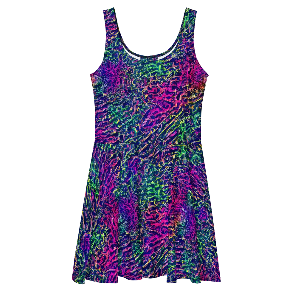 Fuchsia Frontier on Skater Dress — Front