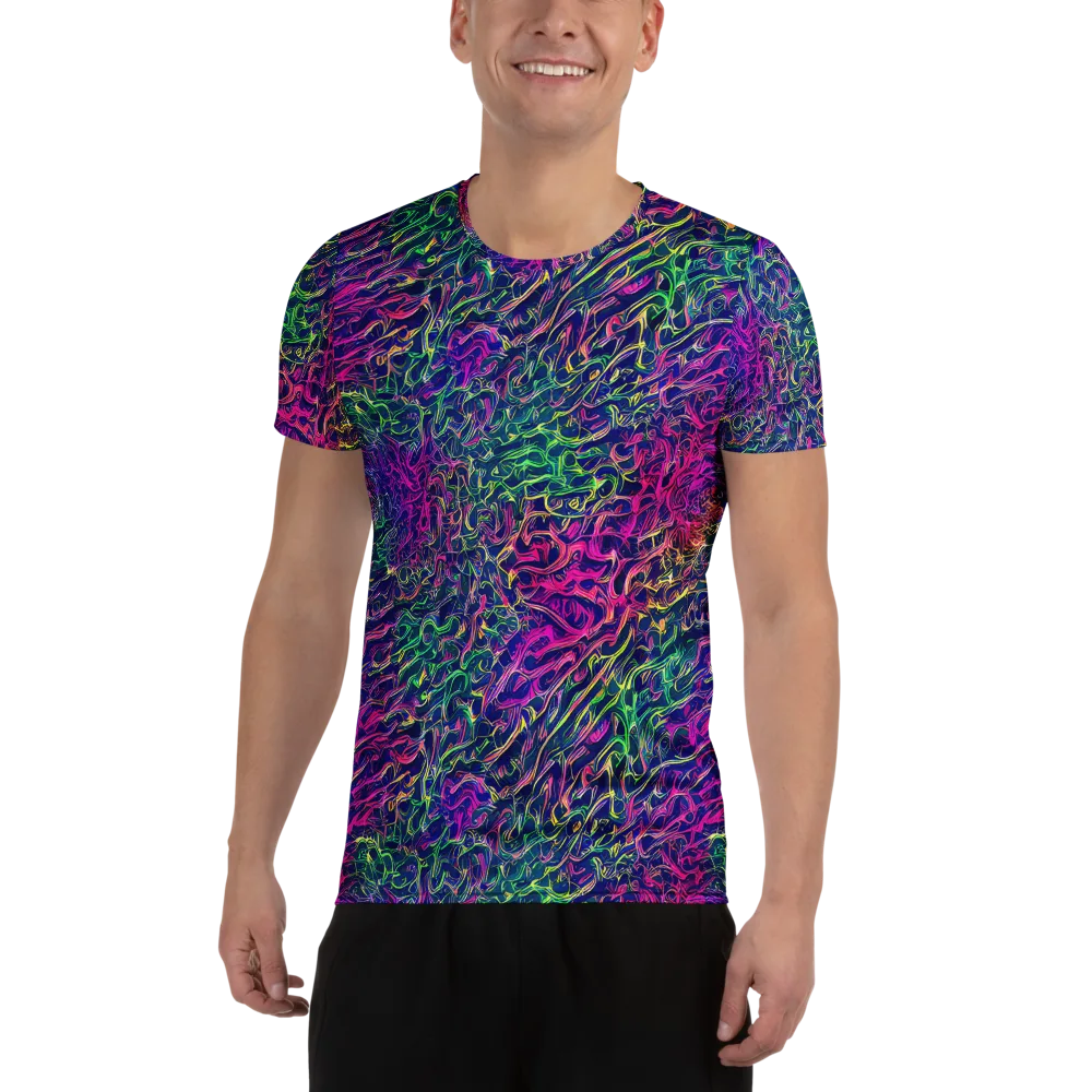 Fuchsia Frontier on Men's Athletic T-Shirt — Front