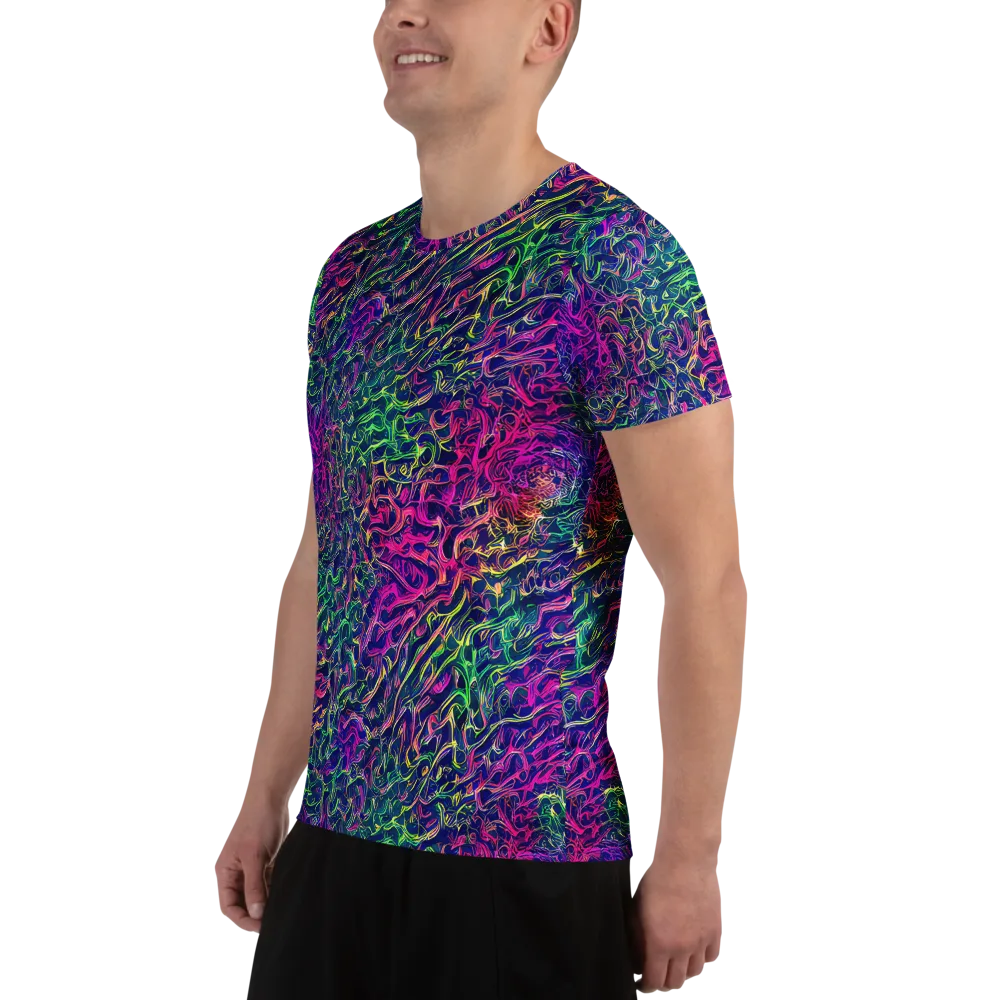 Fuchsia Frontier on Men's Athletic T-Shirt — Left