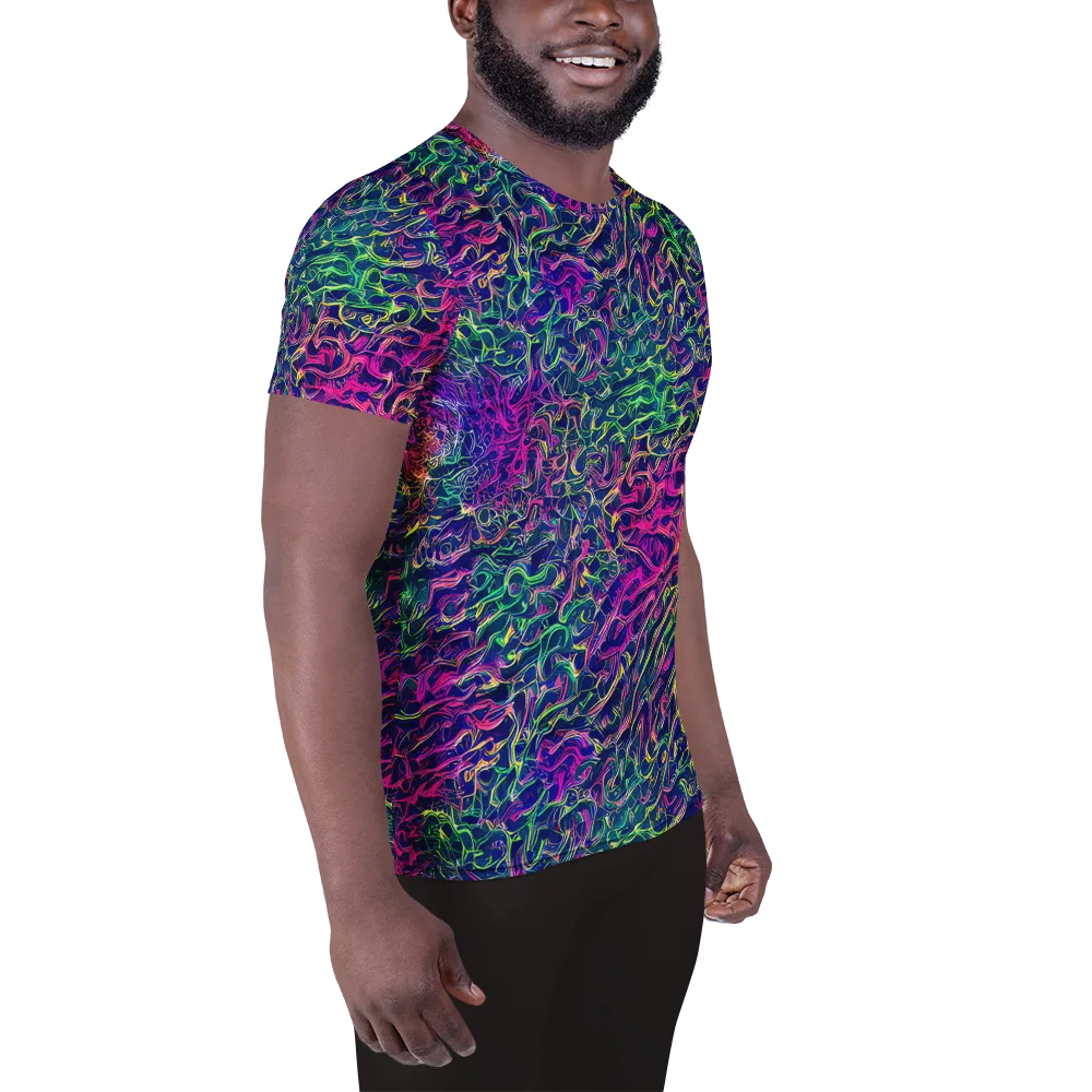 Fuchsia Frontier on Men's Athletic T-Shirt — Right