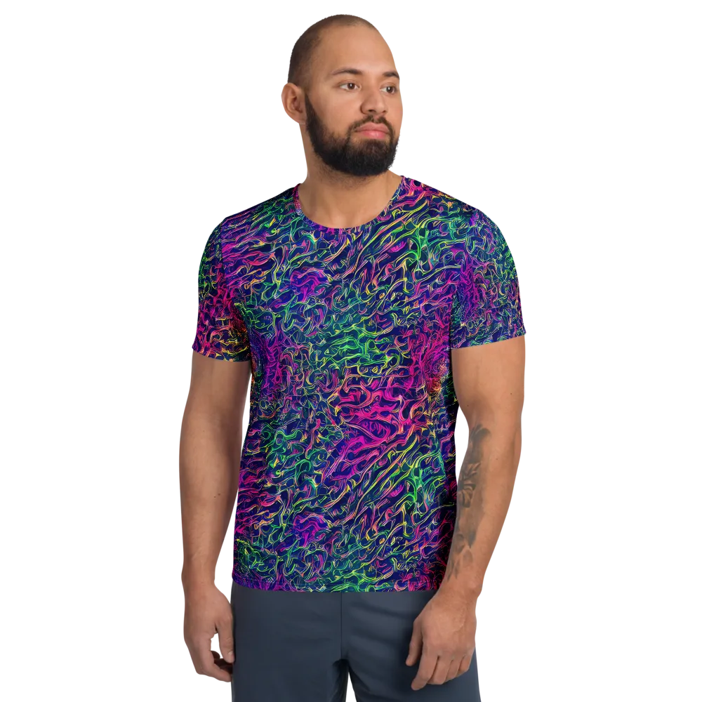 Fuchsia Frontier on Men's Athletic T-Shirt — Front