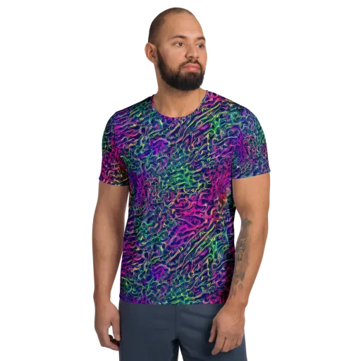 Fuchsia Frontier on a Men's Athletic T-Shirt