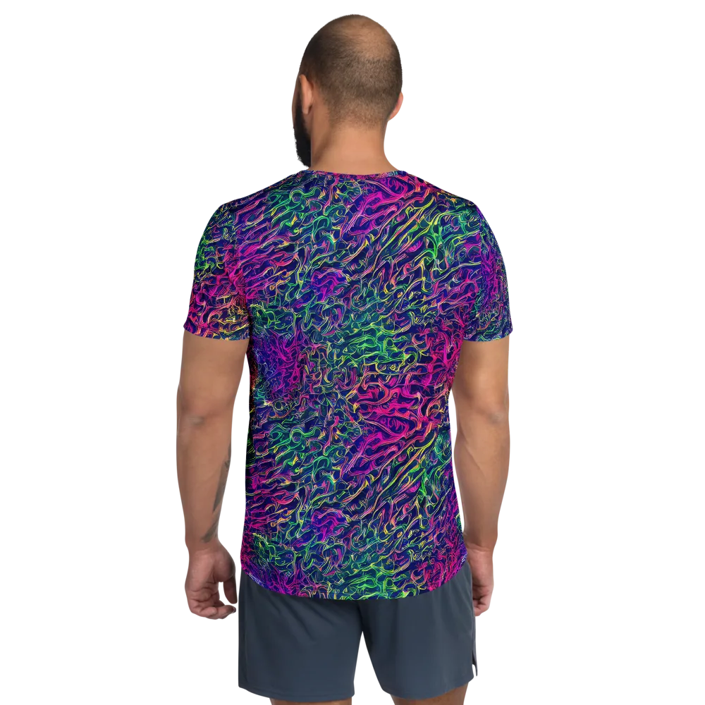 Fuchsia Frontier on Men's Athletic T-Shirt — Back