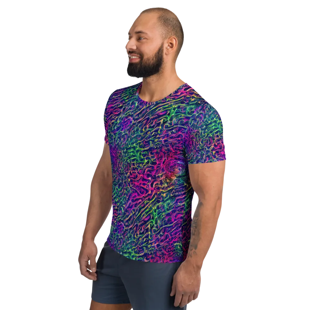 Fuchsia Frontier on Men's Athletic T-Shirt — Left