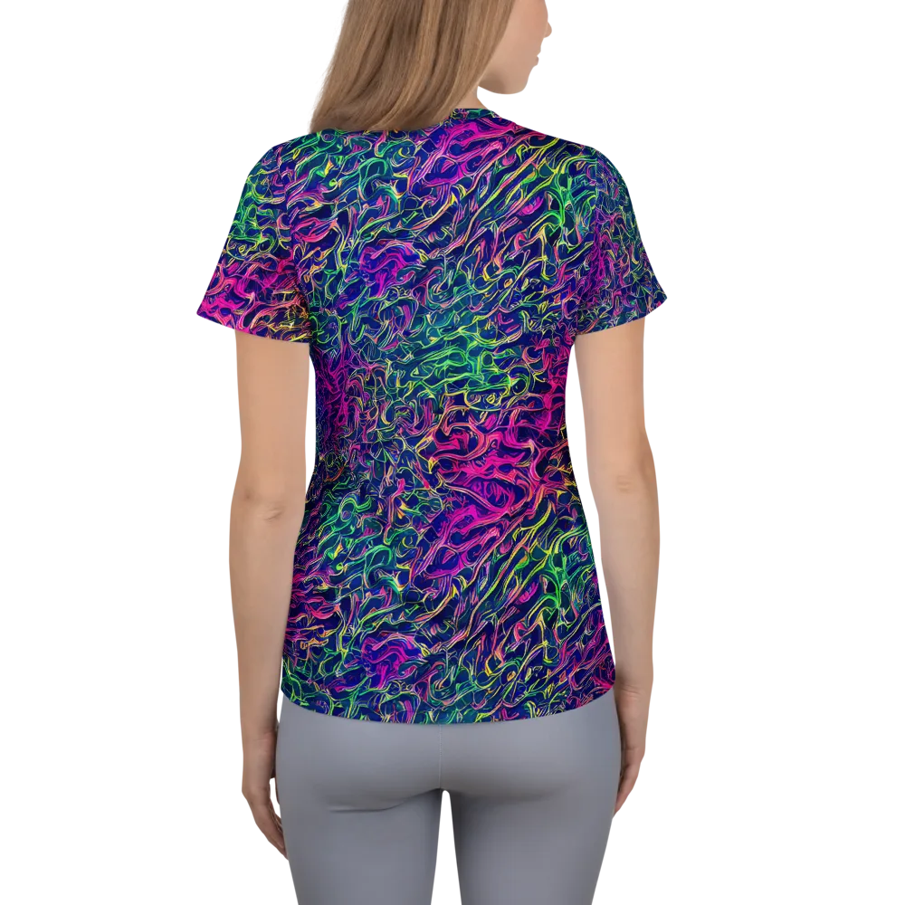 Fuchsia Frontier on Women's Athletic T-Shirt — Back