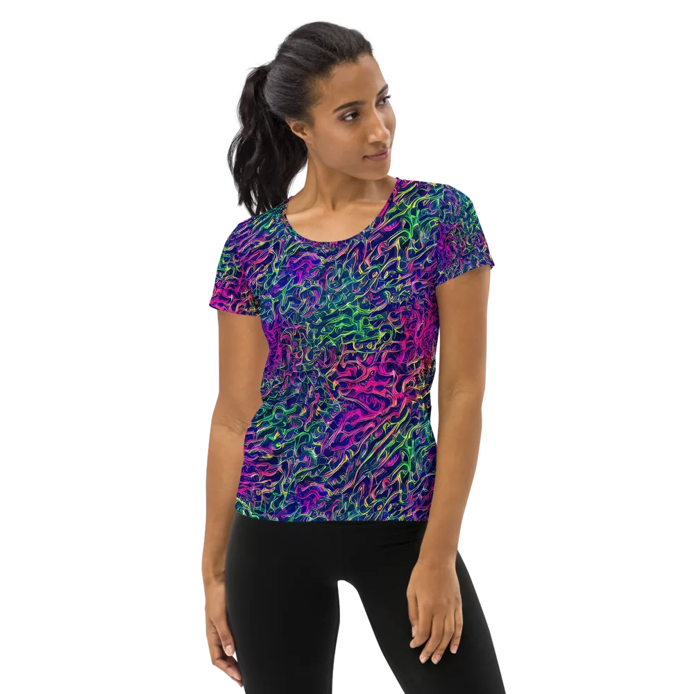 Fuchsia Frontier on Women's Athletic T-Shirt — Front