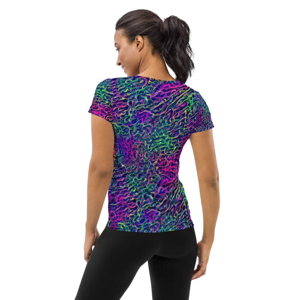Fuchsia Frontier on Women's Athletic T-Shirt — Back
