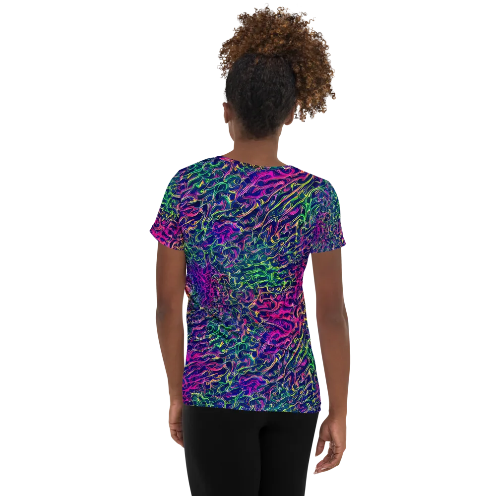 Fuchsia Frontier on Women's Athletic T-Shirt — Back