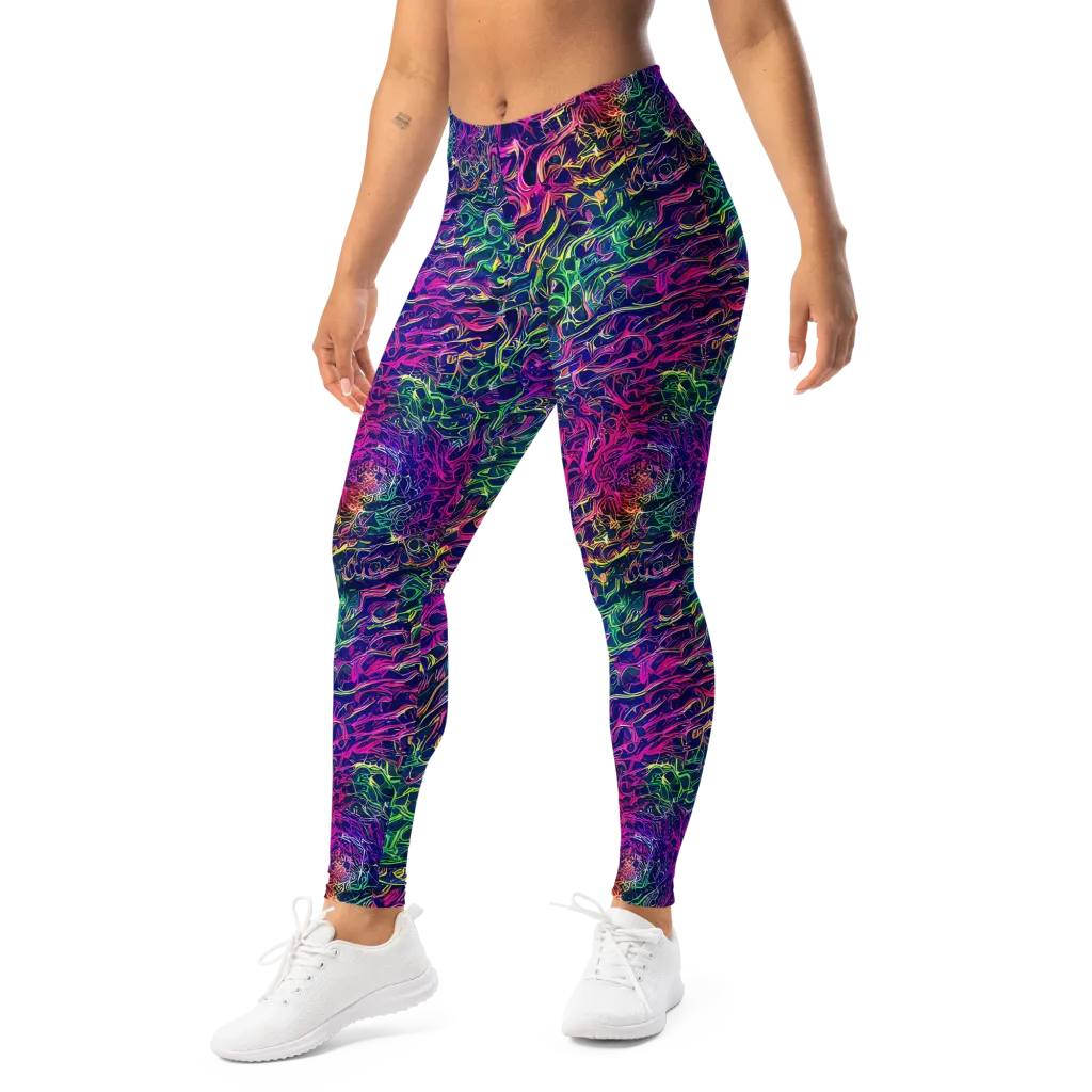 Fuchsia Frontier on Leggings — Left Front