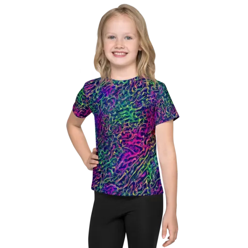 Fuchsia Frontier on a Kids Crew Neck T-Shirt