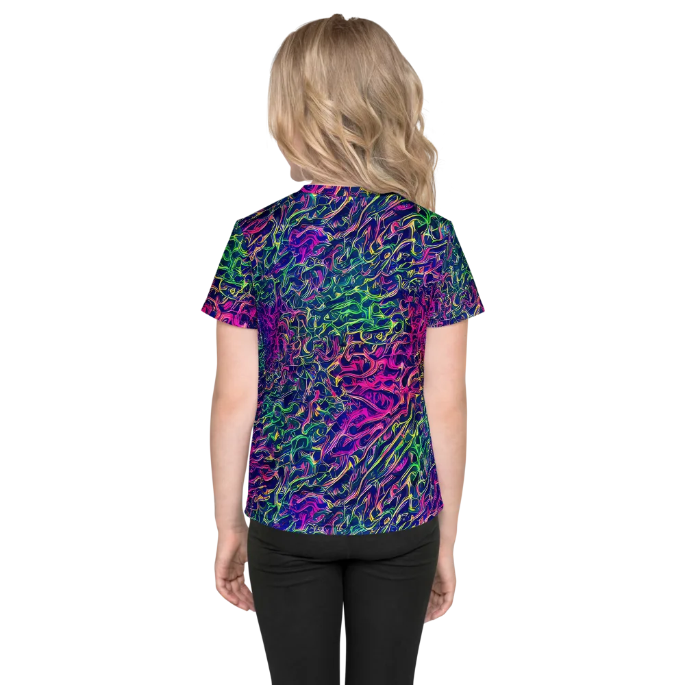 Fuchsia Frontier on Kids Crew Neck T-Shirt — Back