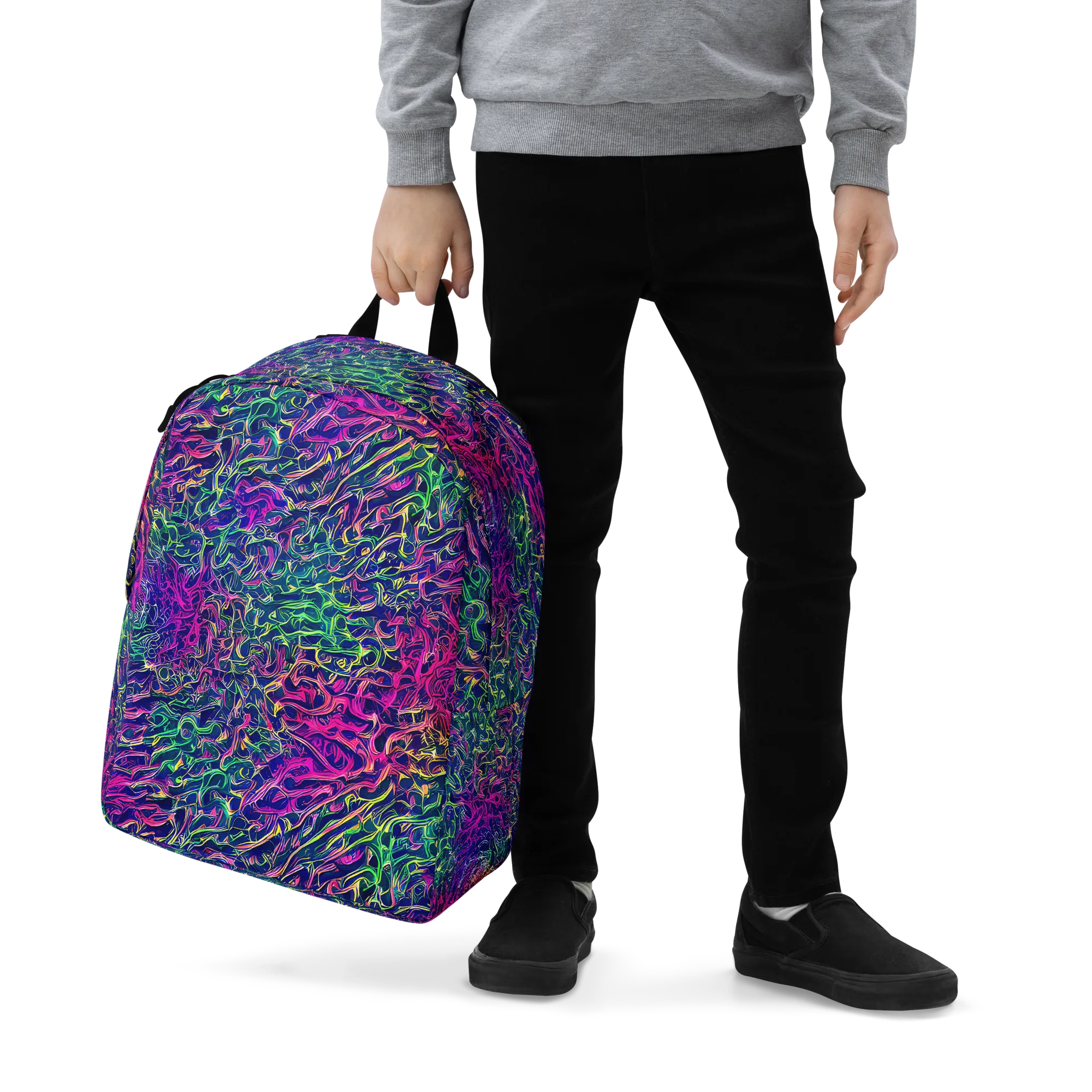 Fuchsia Frontier on Minimalist Backpack — Zoomed-in