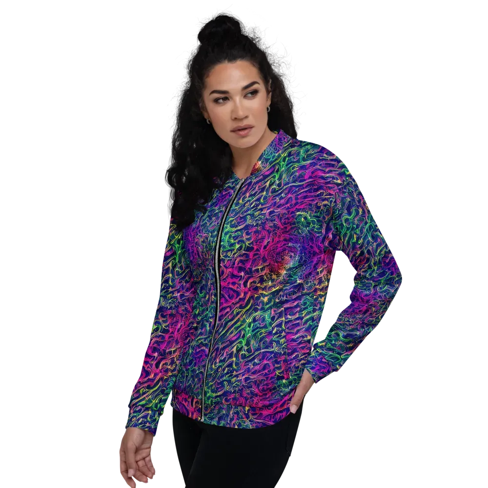 Fuchsia Frontier on Bomber Jacket — Left