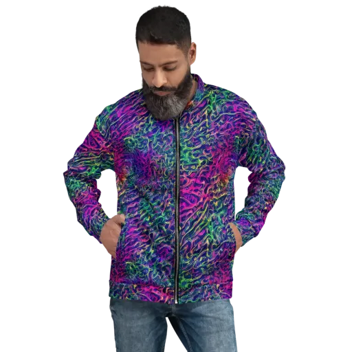 Fuchsia Frontier on a Bomber Jacket