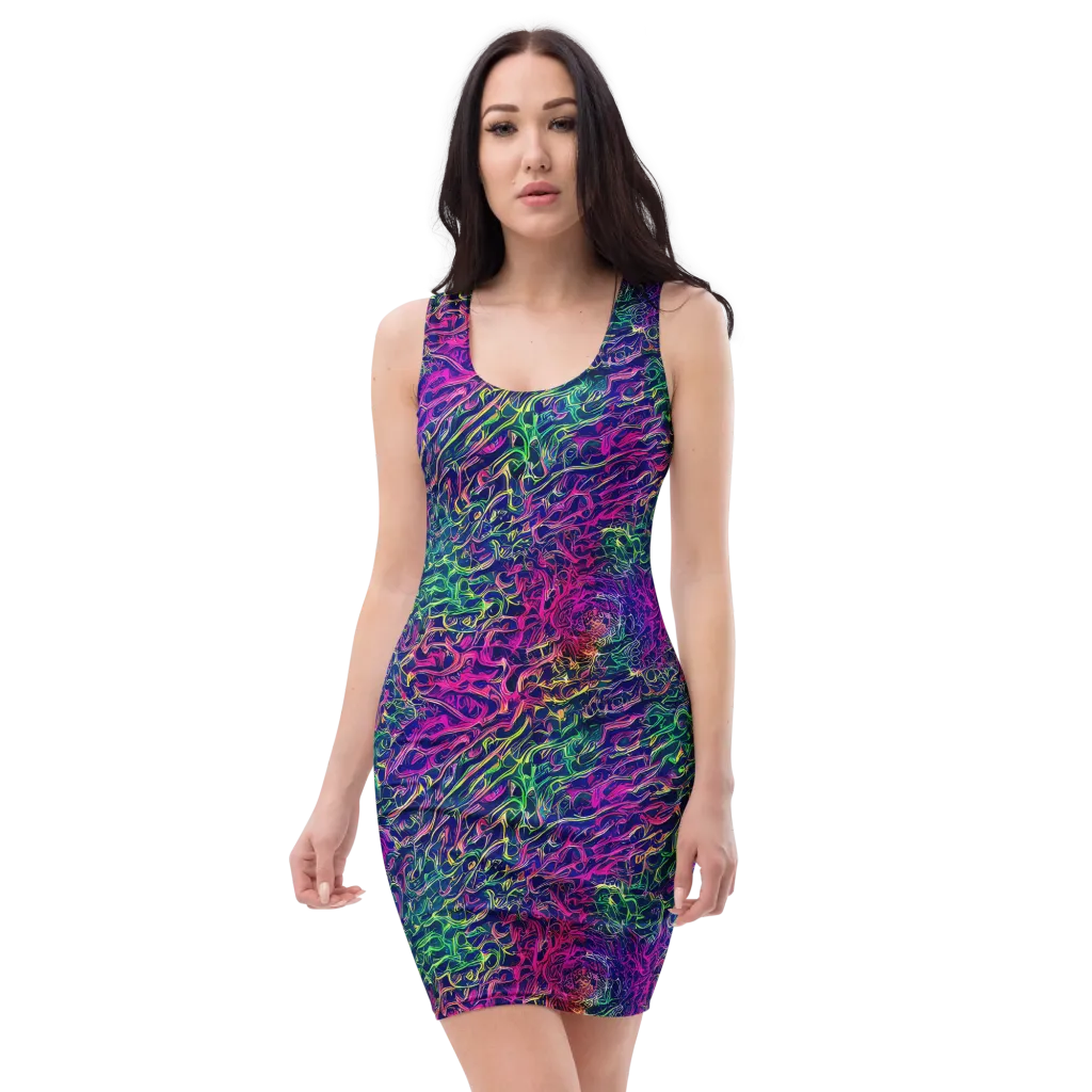 Fuchsia Frontier on Bodycon Dress — Front