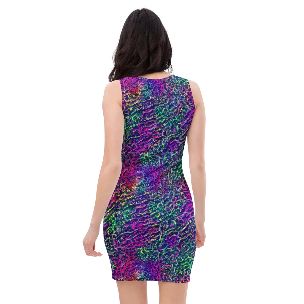 Fuchsia Frontier on Bodycon Dress — Back