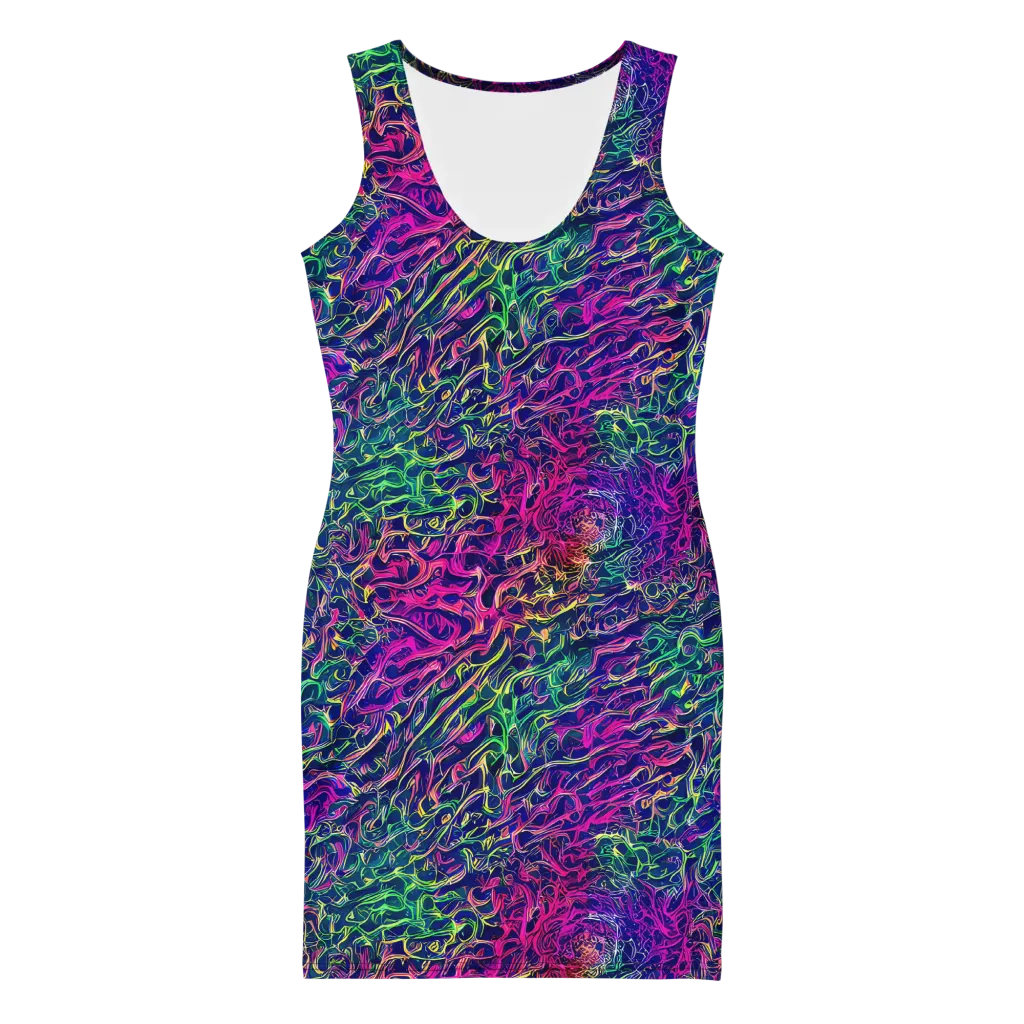 Fuchsia Frontier on Bodycon Dress — Front