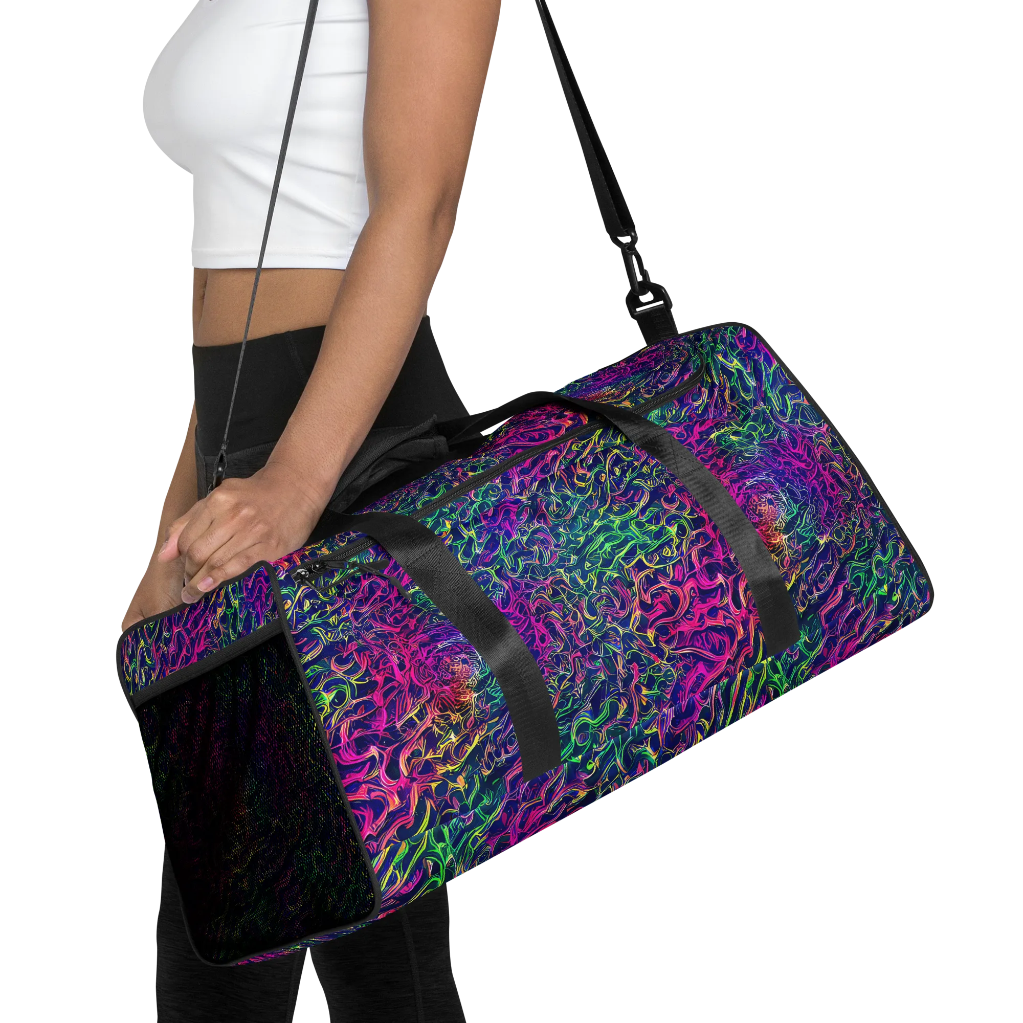 Fuchsia Frontier on Duffle Bag — Front